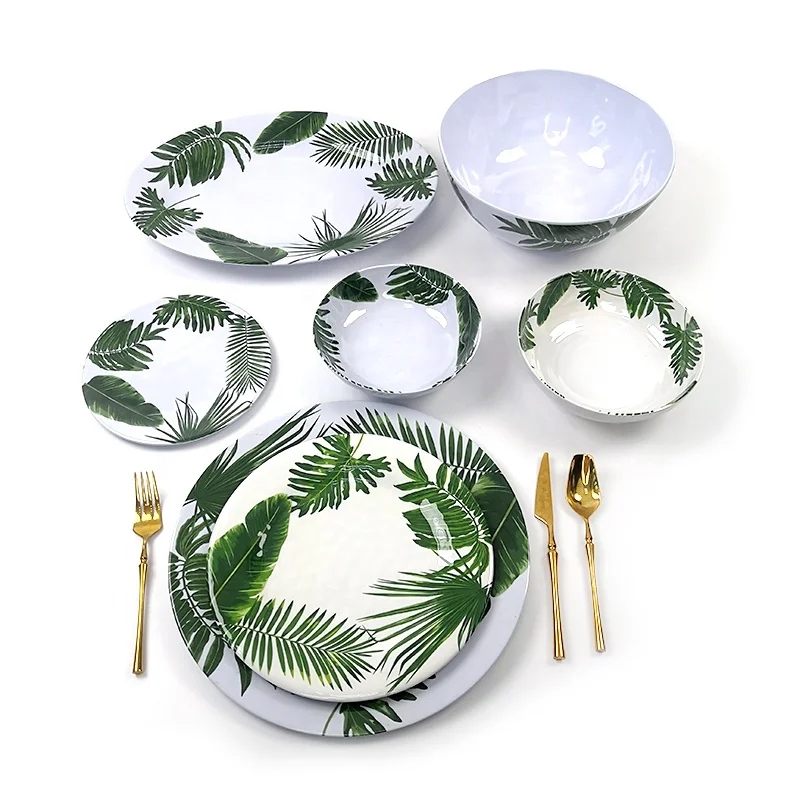 wholesale unbreakable melamine dinner hammered plates tableware set for dinnerware