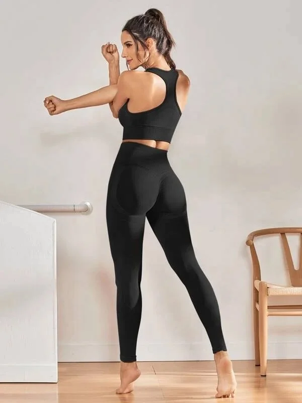 PashasunshineIns new European and American sports bra seamless Yoga suit tight knit fitness pants cross border Yoga suit women