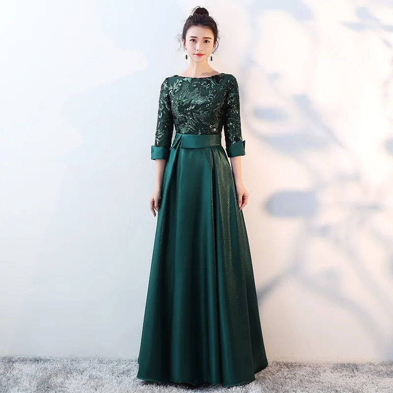 Hot sell 3d flower gown mother of the bride dresses gold champagne color satin evening gowns long purple party frock for women