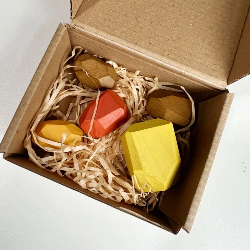 Wholesale Children Early Education Multi-Colored Balance Enlightenment Stacking Stones Wood Colorful Building Block Toy For Kids