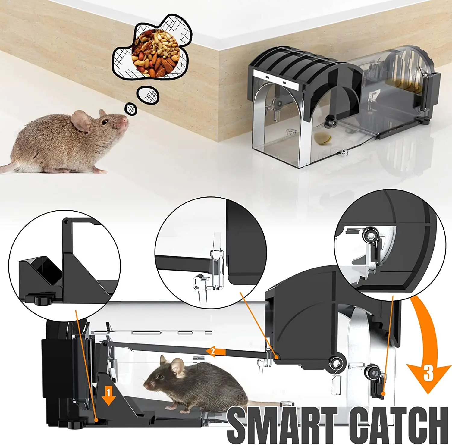 Wholesale High Effective Reusable Plastic no kill Humane Live Rats Mouse Trap Cage