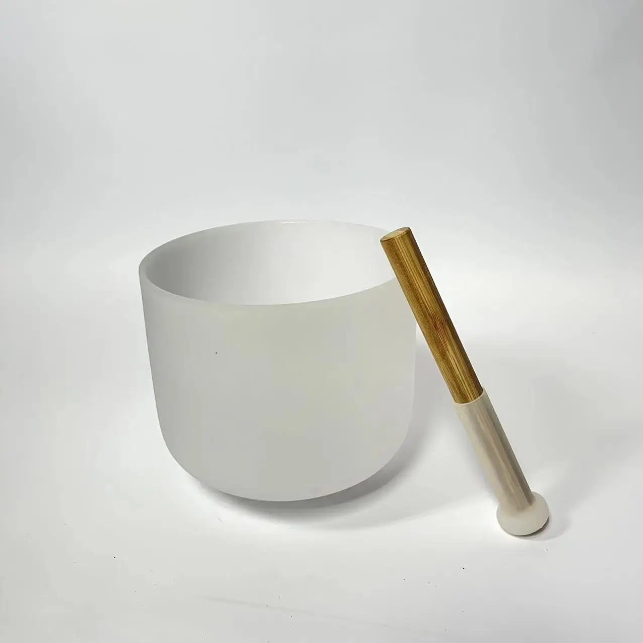 432HZ 8inch perfect pitch G Throat wholesale Quartz Crystal frosted singing bowl with patent silicone mallet for meditation