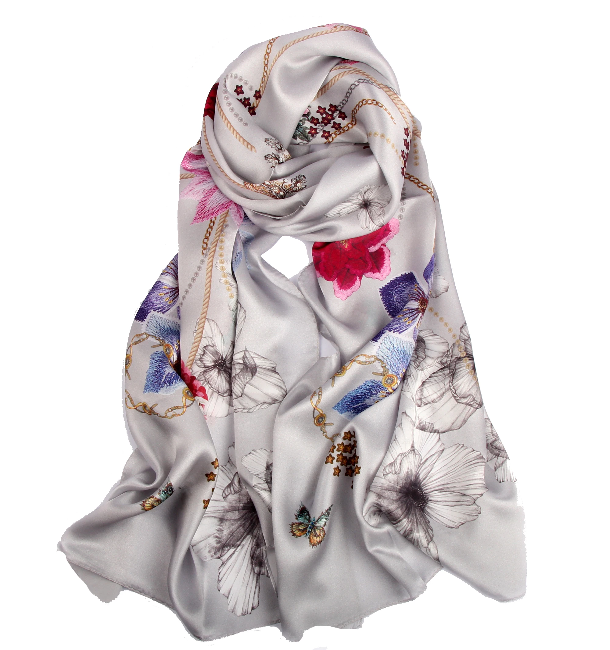 
Professional high quality wholesale fashion beautiful pattern 100% long silk scarf 