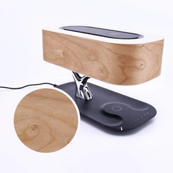 Amazon bestseller 2021 novel tree light wooden led dimmable desk lamp wireless charger blue tooth speaker