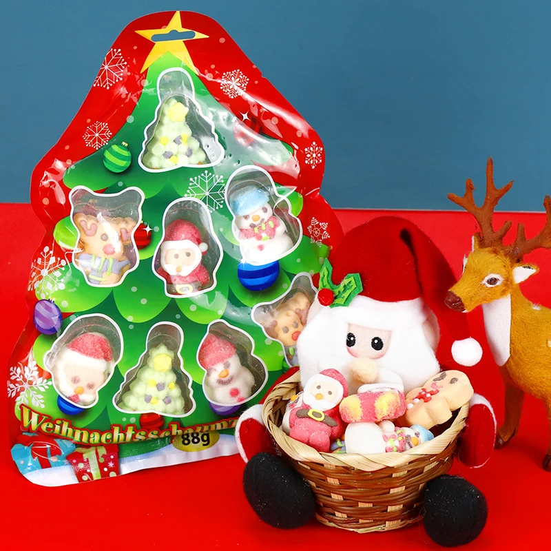 Custom 88G Santa Cartoon Soft Gummy Cotton Candy Gift Christmas Candy Ornaments Candy