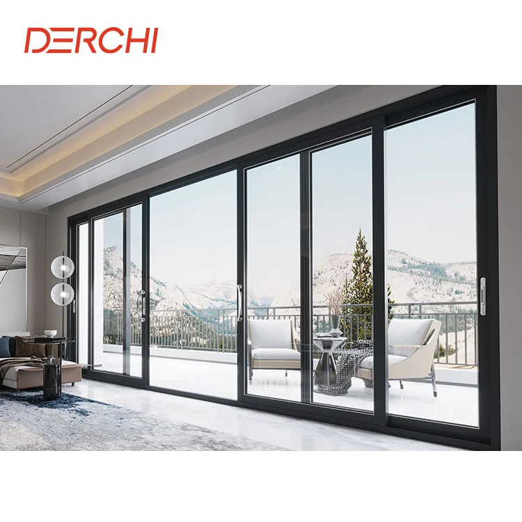 Modern design aluminum frame custom kitchen sliding door ultra-thin double-layer glass indoor sliding door with screen