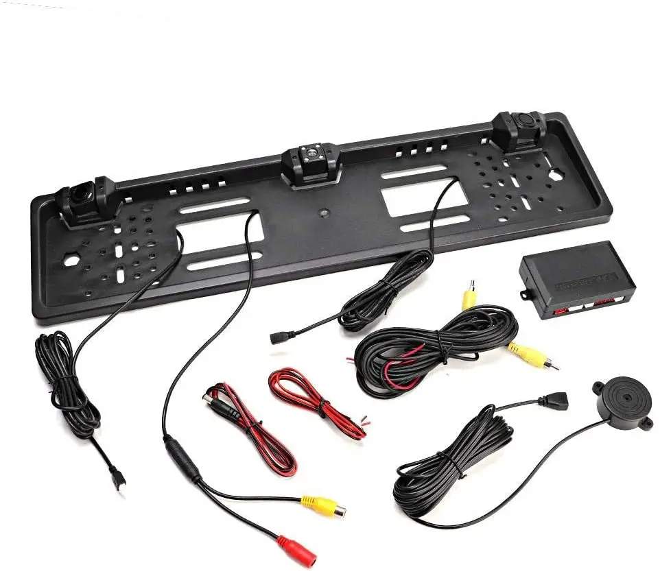 European Plate Frame Car License CCD Rear View Camera Parking sensor Two Reversing Radar and IR night vision wide ange camera