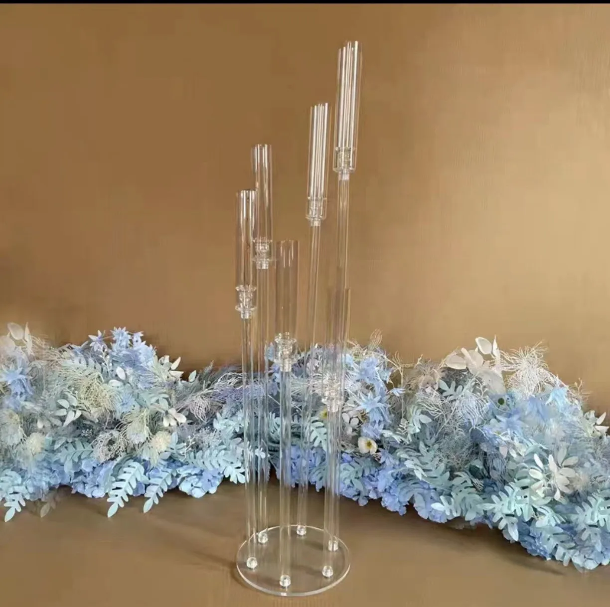 Custom Logo 6 Arms Acrylic Candelabra Wedding Party Candle Holders Acrylic Candlestick For Table Decorations