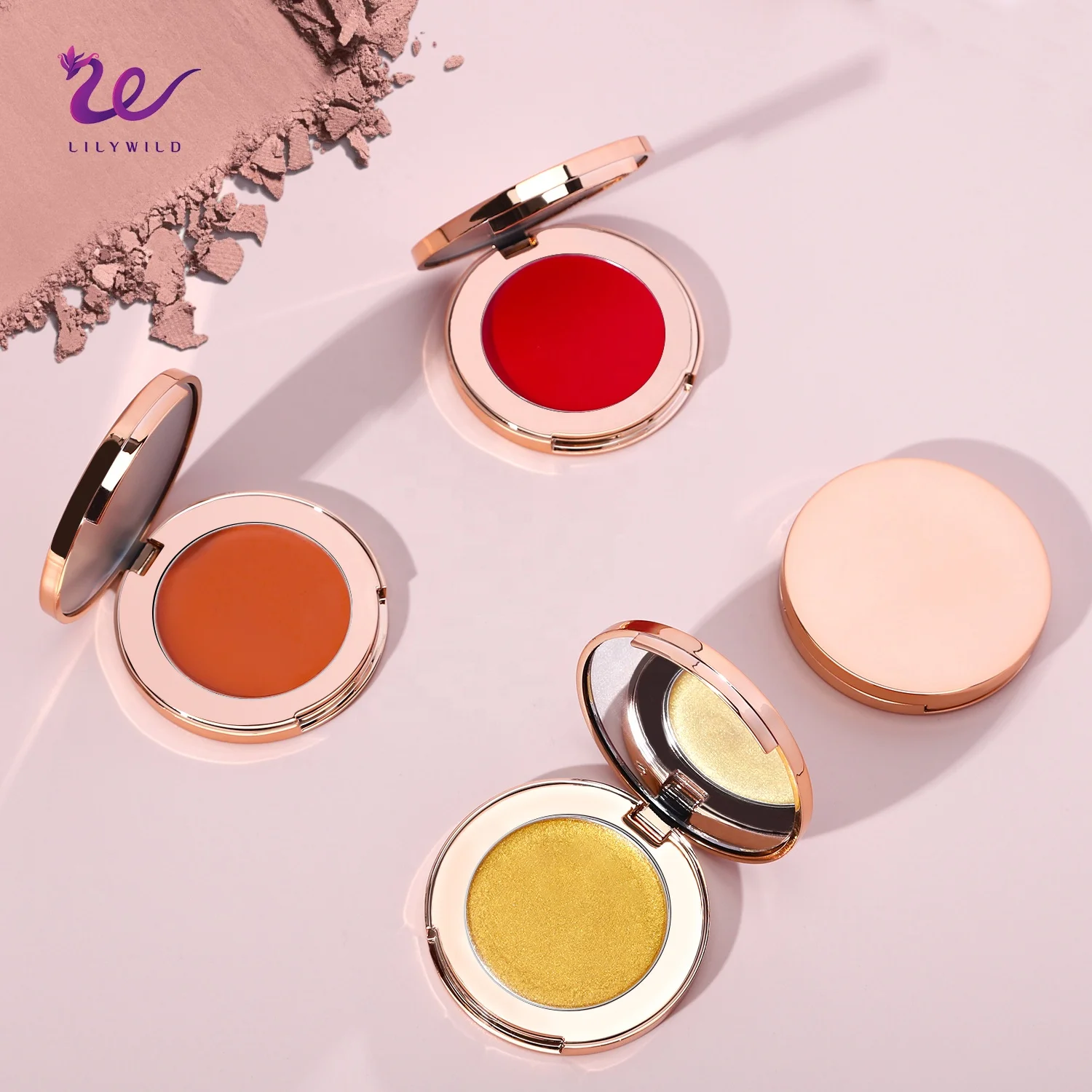 Lilywild High Pigment Organic Natural Wholesale Face Private Label Blusher Magnetic Blush Makeup Compact