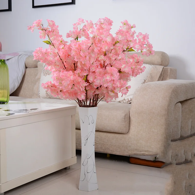 2023 Artificial white pink color cherry blossom branches for wedding centerpieces arch tree tall vases