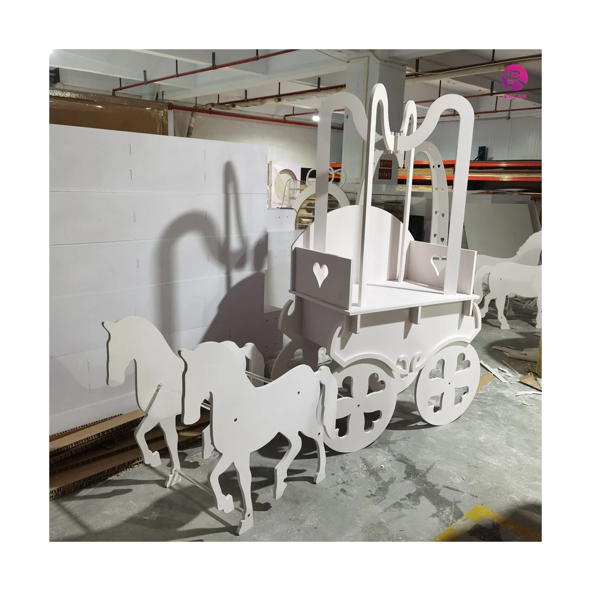 Wedding Party Decoration Cinderella Carriage White Pumpkin Candy Cart with horse