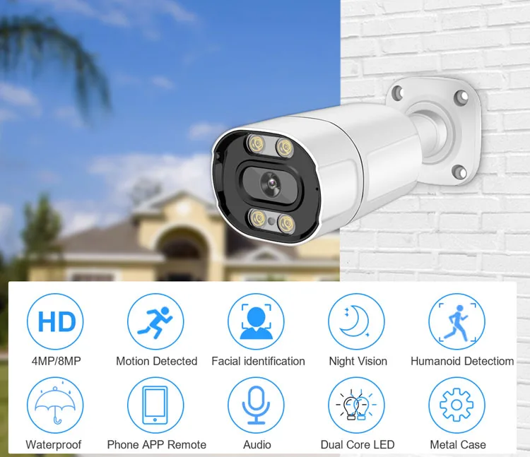 4/5/8MP HD multi-signal camera Outdoor infrared white metal waterproof monitoring gun warhead camera RS400CI 4MP