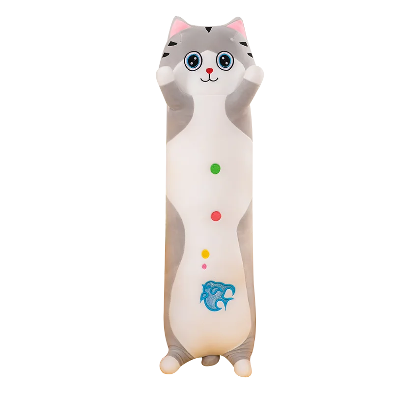 Высокое качество под заказ Новое поступление милая собака/кошка мягкие игрушки плюшевые животные оптовая продажа бесплатные образцы длинная подушка для кошки/собаки плюшевые игрушки