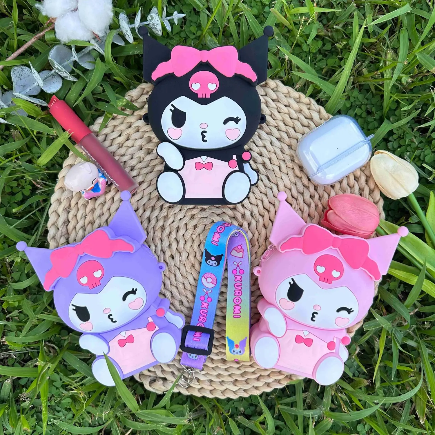Новинка стильная модная сумка для девочек через плечо Sanrio Kuromi самая продаваемая набор