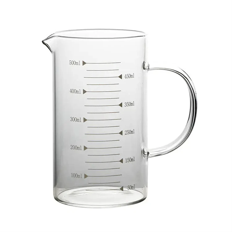 WELLFLYER KIGA-147 Wholesale Glass Measuring Cup with milliliter glass measuring cup for kitchen with handle