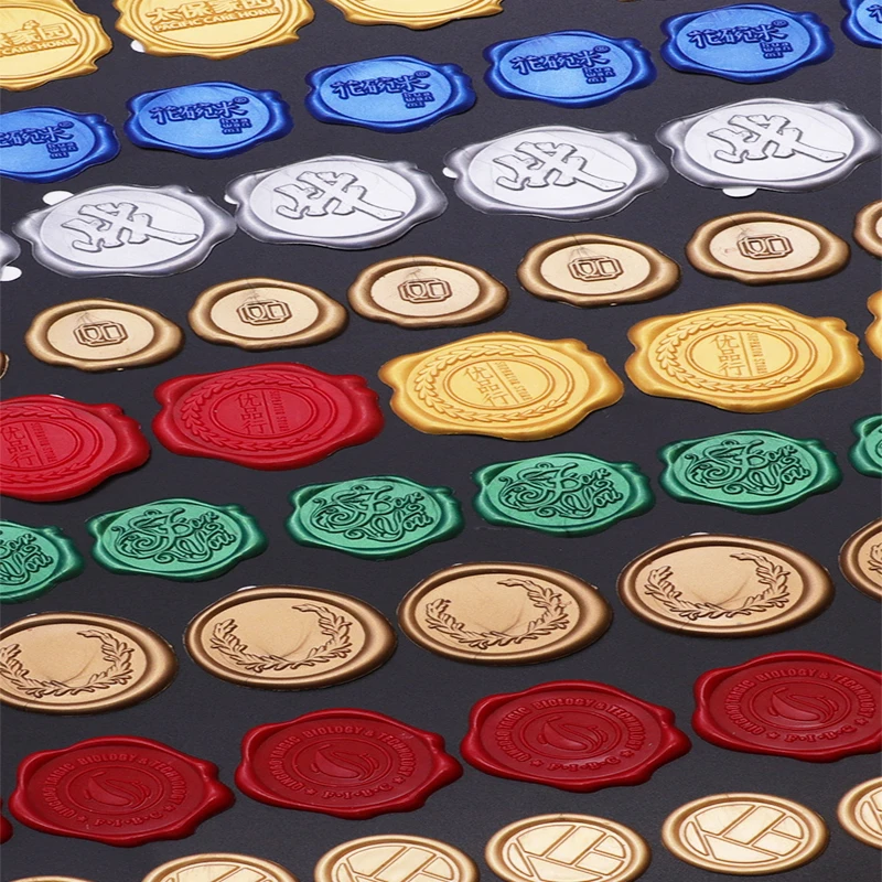 Custom design logo 3D wax stamp seals with adhesive backing