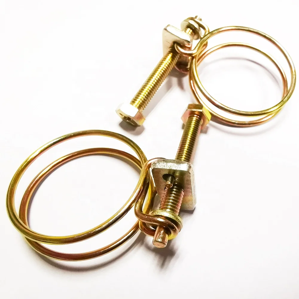 France twin wires round hose clamp Double Wire Hose Clamp,Adjustable  Clamps with Screws Bolts Locking,Stainless Steel Clamp