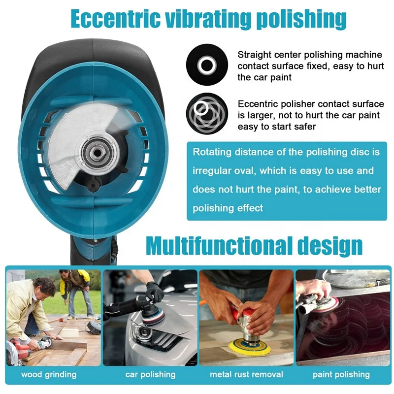 Cordless Car Polisher with 2 Pcs Battery 6 Gears of Speeds Adjustable