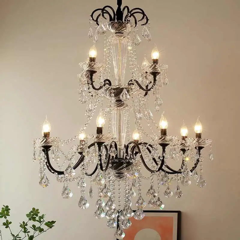 French vintage chandelier black superior sense Villa living room Egyptian crystal lamp bar Restaurant Hotel lobby chandelier