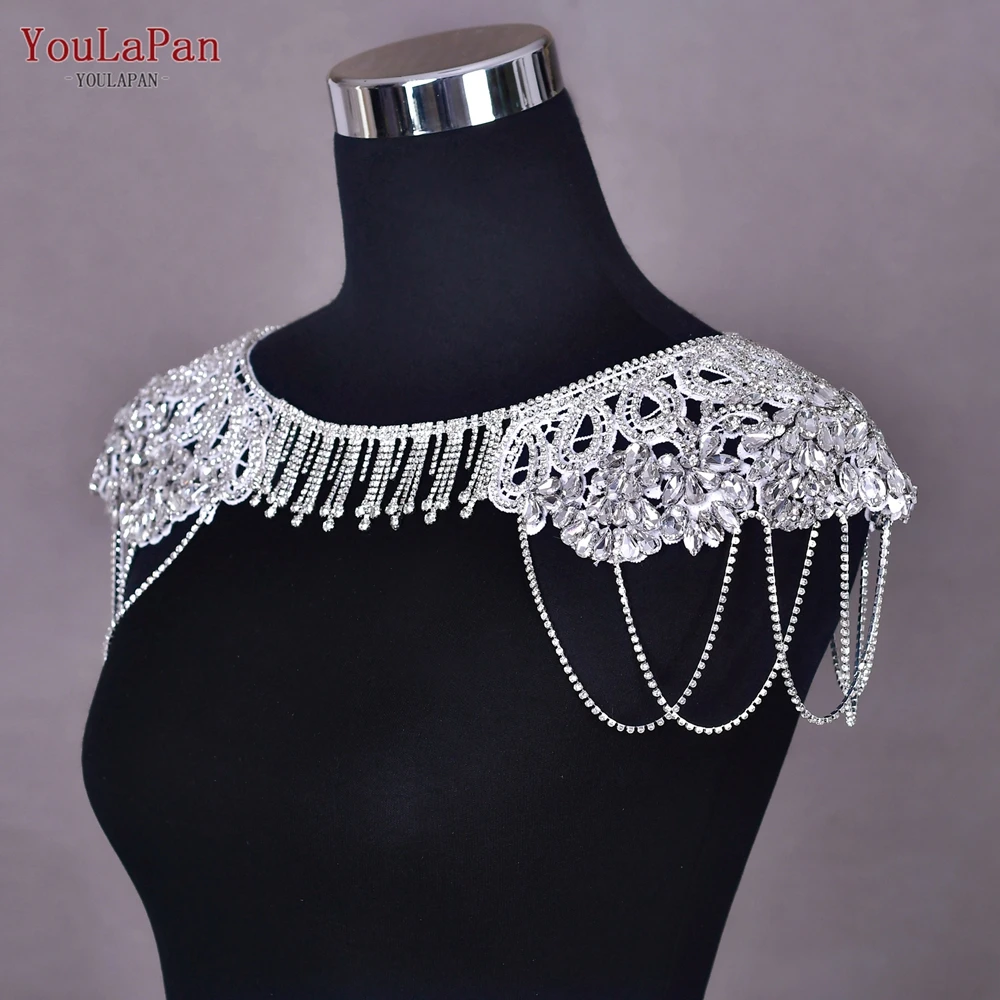 YouLaPan SG40 Handmade Woman Banquet Shawl Necklace Wrapped Rhinestone Decoration Wedding Cape Evening Bridal Shoulder Chain