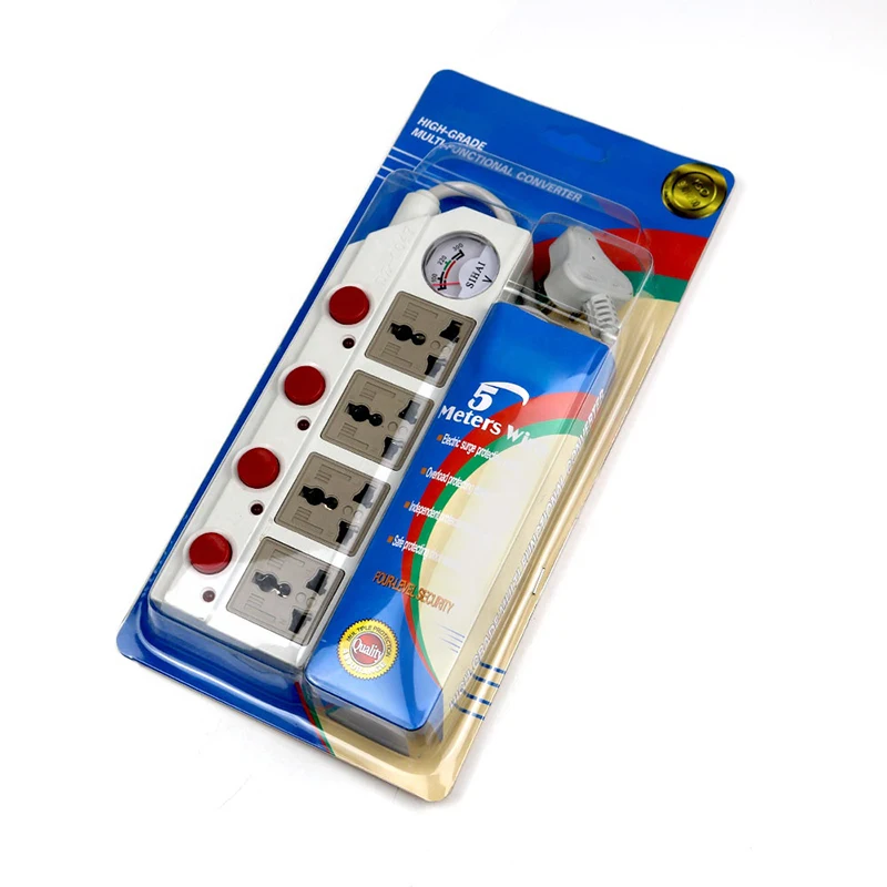 250V 4 gang Europe Universal /electrical Socket/ Extension Outlet/ Plug 3 Pin /power strip/ with Voltmeter