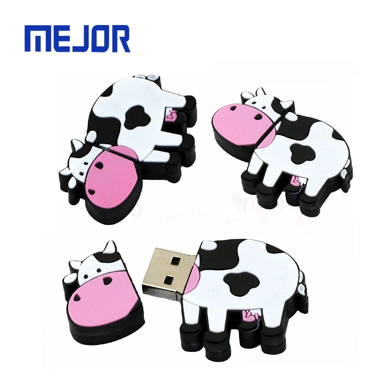 Dairy cattle Pen drive 4g rubber Cartoon milch cow 2.0 flash disk 8G custom logo milk PVC Usb