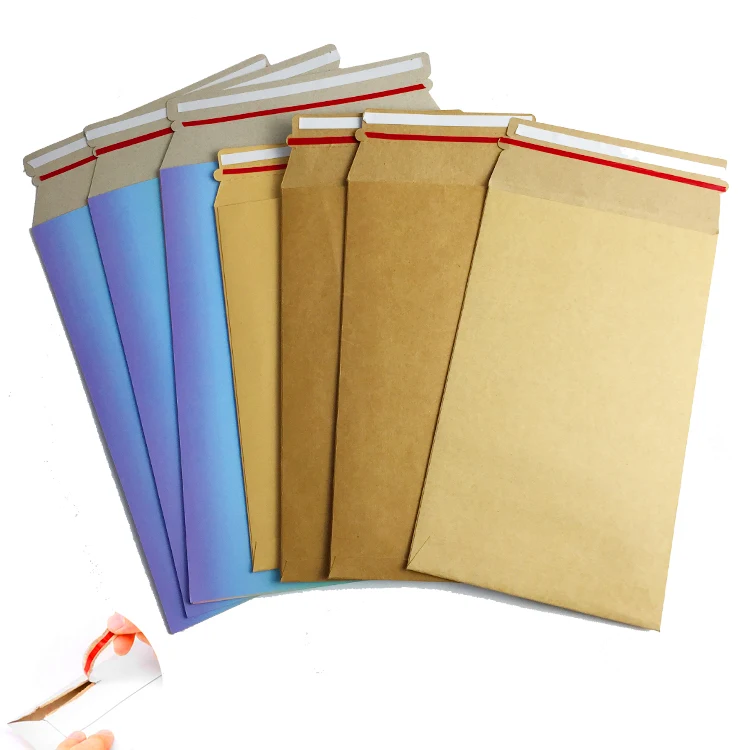 Custom Size Brown Kraft Paperboard Rigid Mailers Stay Flat Envelopes Packaging with Perforation Easy Opening