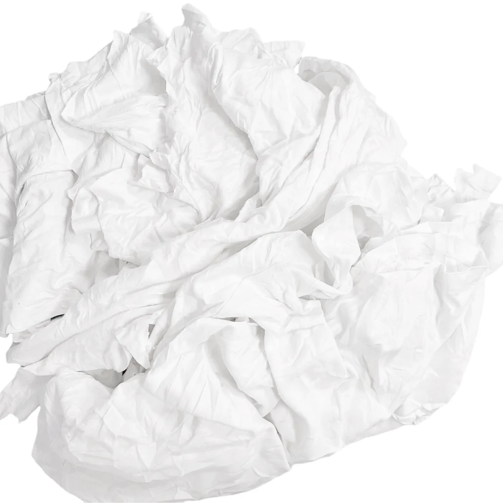GGK  10Kg 25 Kg bales high-quality cotton multi purpose  white used t shirt knitted garment cloth scraps wiping rags