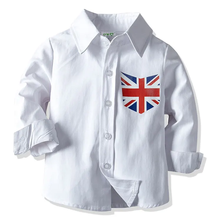 Модная дизайнерская детская одежда, детские топы, рубашки из чистого хлопка с длинным рукавом для мальчиков