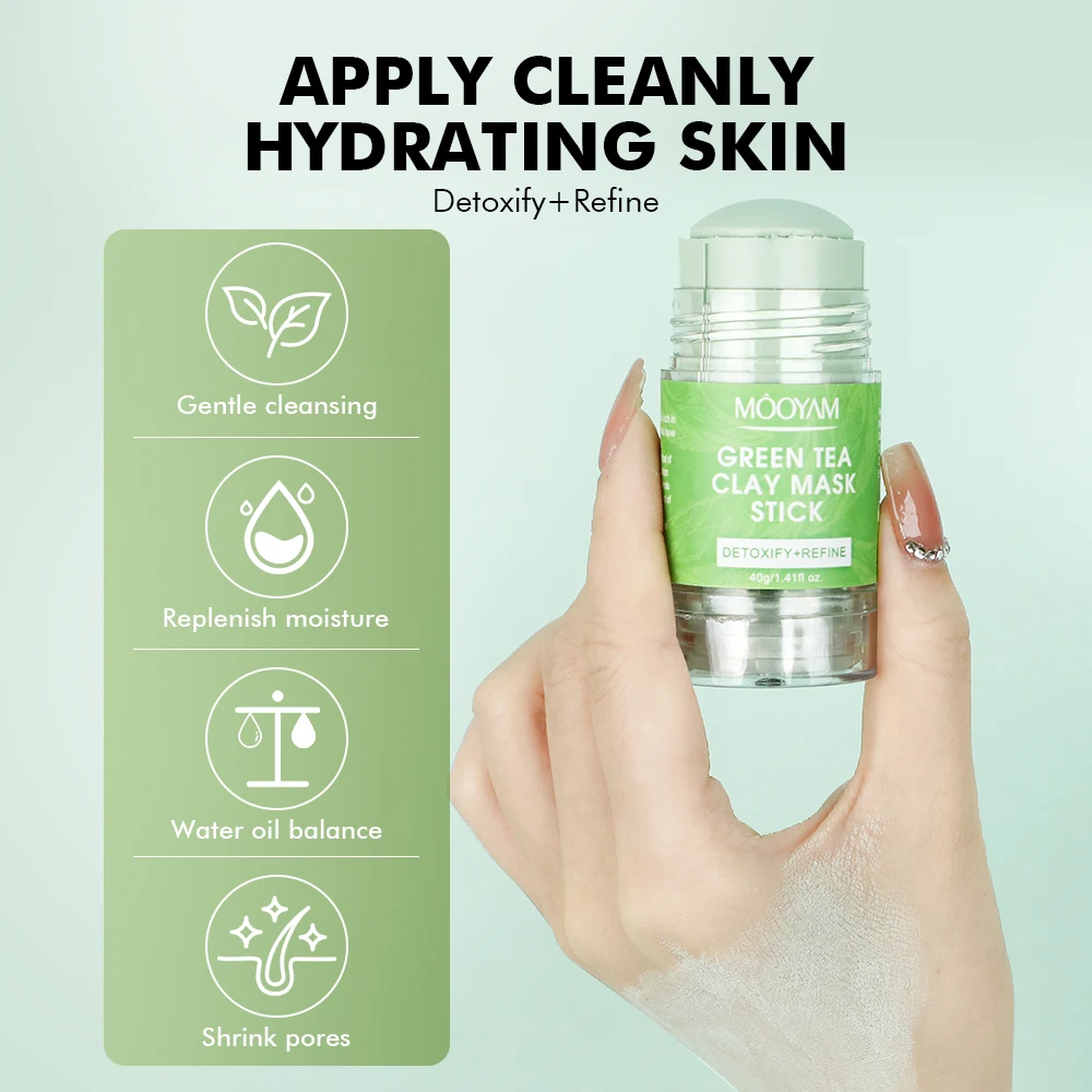 Wholesale Private Label Organic Natural Mud Mask Stick Facial Care Cleansing Purifying Matcha Green Tea Clay Mask Stick