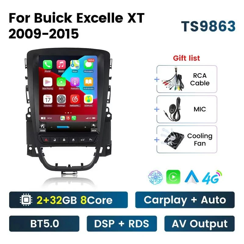 9.7inch Tesla Style Car Radio Android 13 For Buick Excelle GT XT Opel Astra J 2010-2014 GPS Navigation Android Auto Video Stereo
