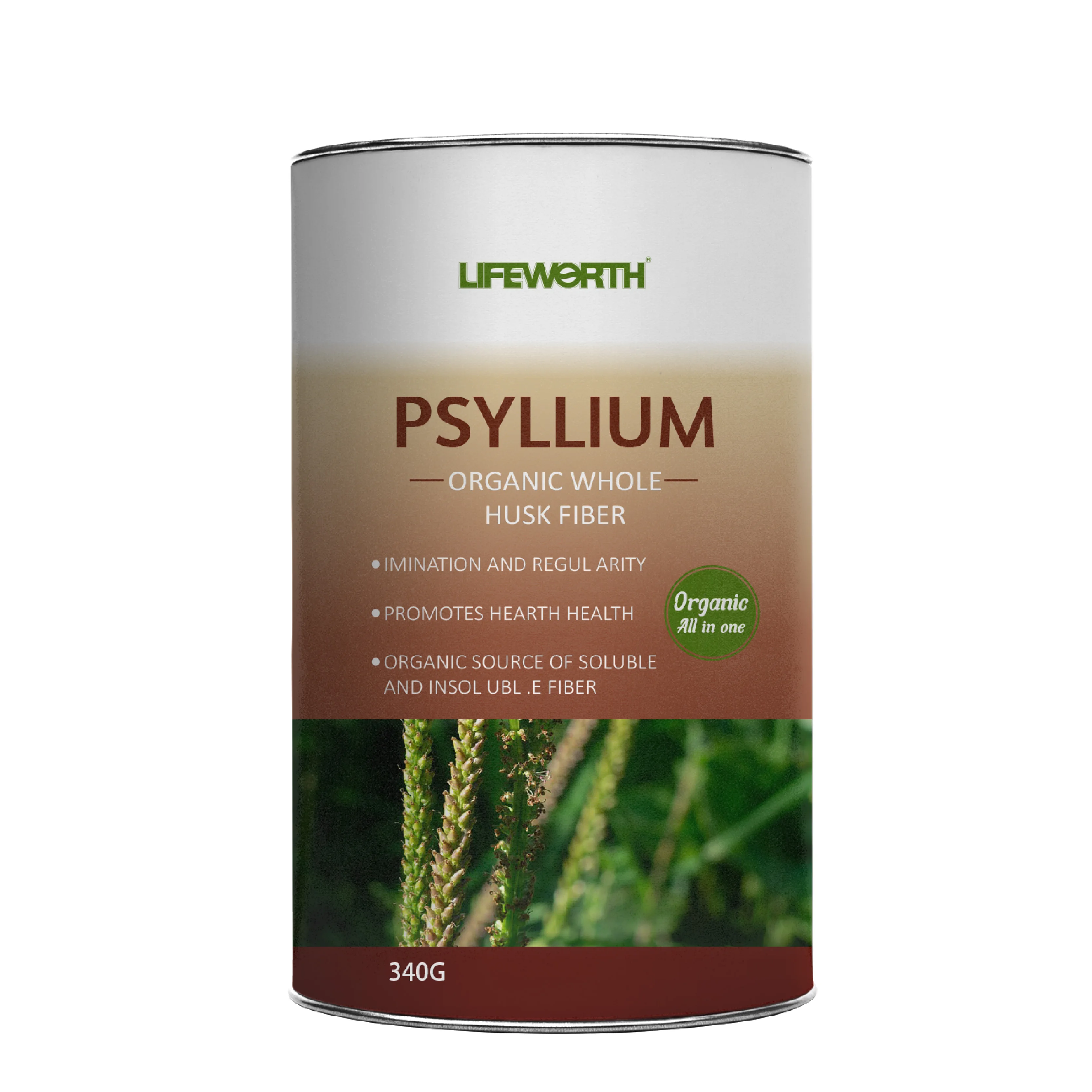 LIFEWORTH Whole Psyllium Husks Herbal Powder Soluble Fiber
