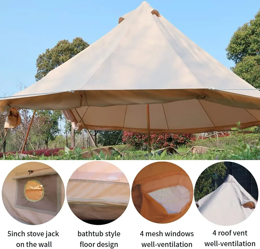 4 Season Oxford Glamping Tent  Waterproof Yurt Tent Bell Tent for Camping