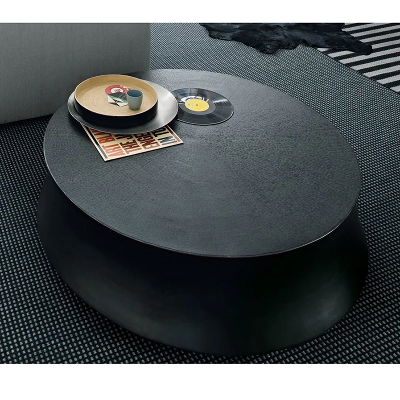 Wholesale Living Room Furniture Side Stool Gray Black Coffee Table Modern Oval Coffee table