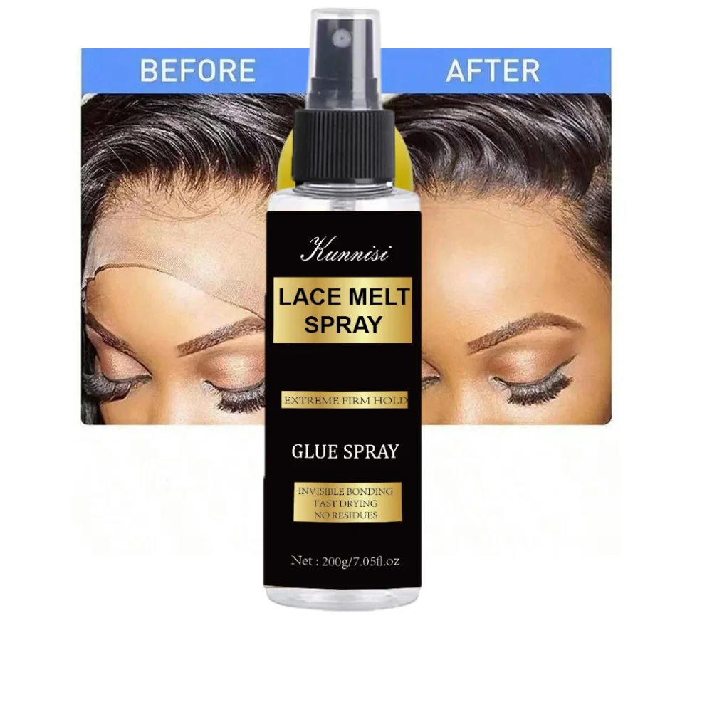 Private Label 200ml Long Lasting Hold Glue-less Waterproof Lace Melting Spray Fast Dry Extreme Hold