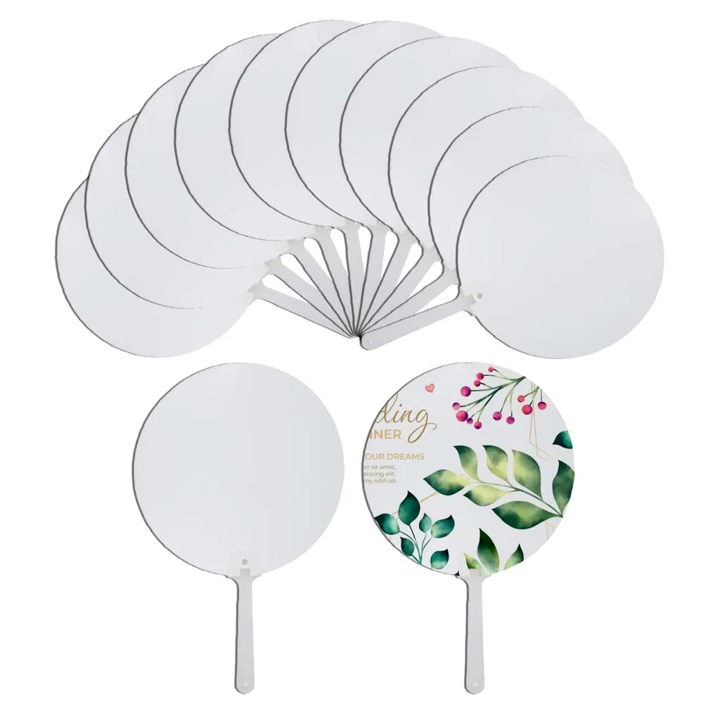 New Blank Sublimation Double-sides Printing Fans PET Plastic Heat Transfer Handheld Fan For Church Parties And Crafting