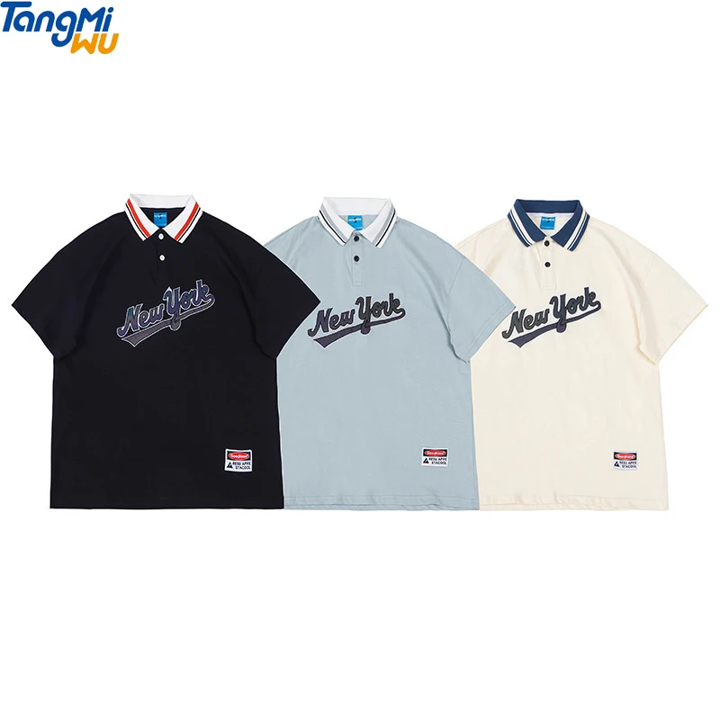 2022 New reflective men polo tshirt embroidered hip hop polo t-shirt loose men women vintage couples letter printing polo shirt