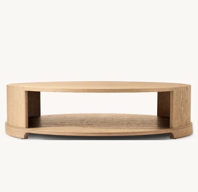 High Quality Solid Oak Wood Round Coffee Table For Living Room
