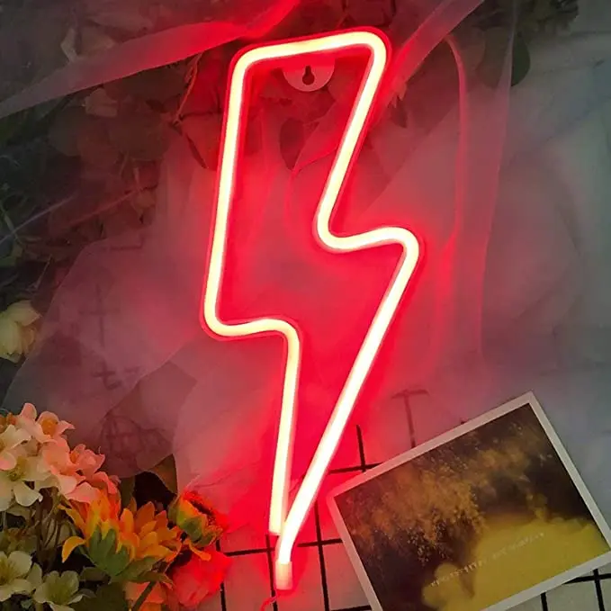 Hot Sell Plug in Wall Light Kids Room Decor Lightning Body USB & Battery Powered No Heat Table Decorate  LED Neon Lights