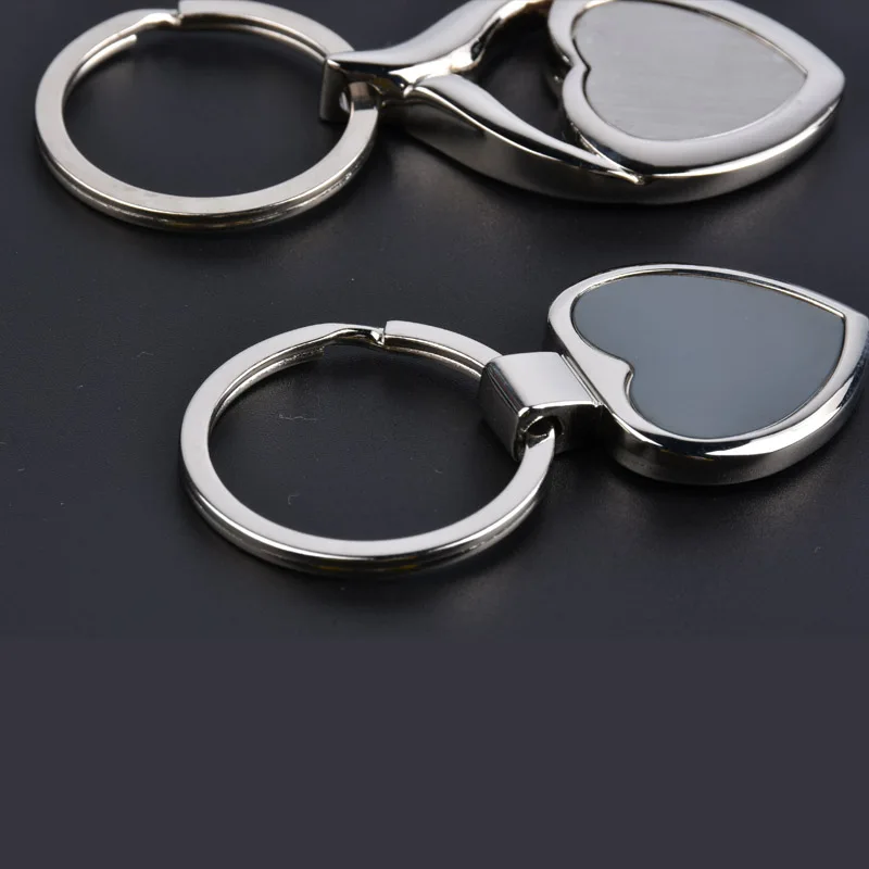 Heart chain keychain shape heart lovers keyring key chain simple made of metal