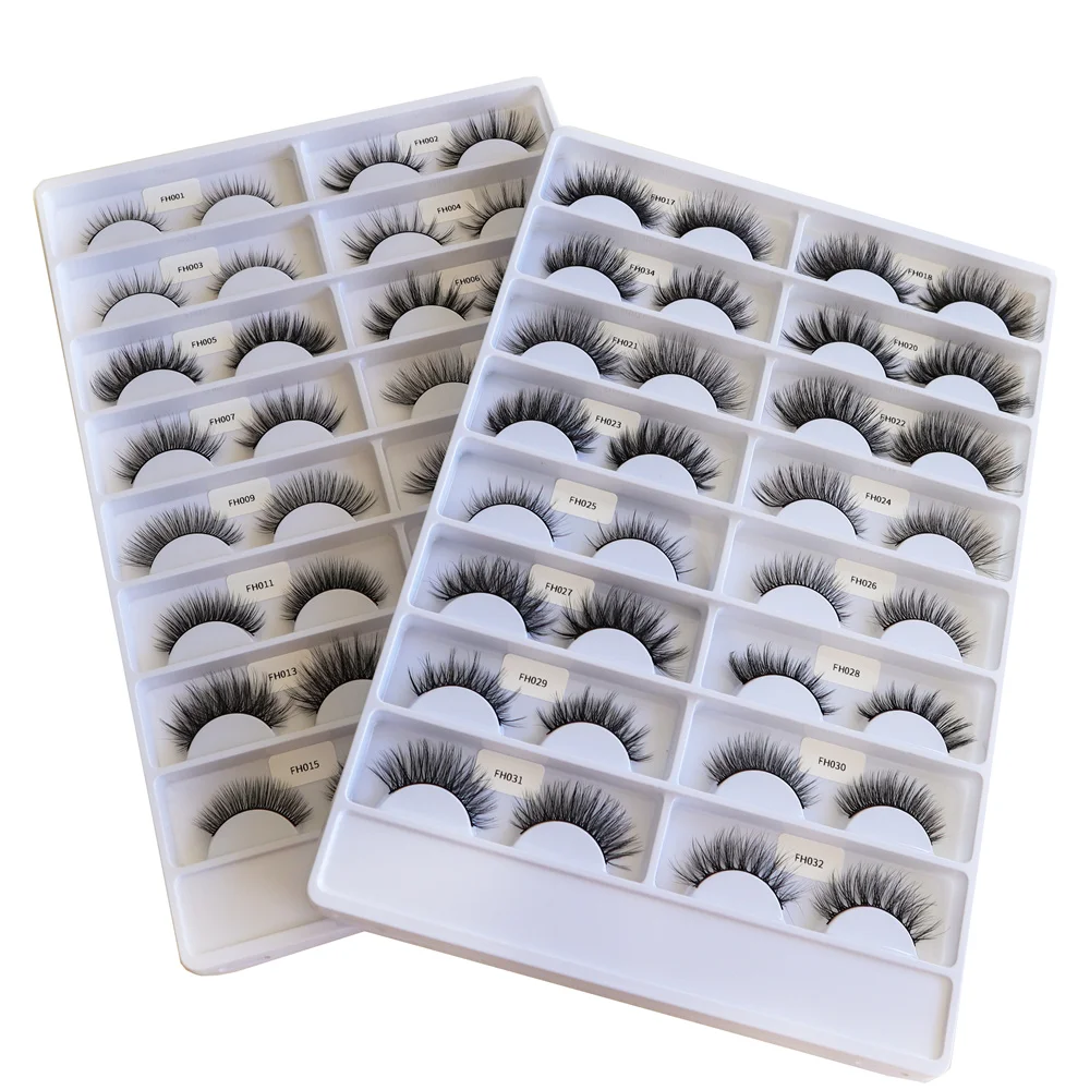 Cheap and fine wholesale individual strip eyelash fluffy wavy 3D faux mink eyelash with customized logo