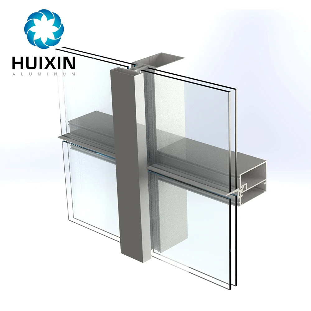 Double Glazing Aluminium Glass Curtain Wall Aluminum Frame Glass Facade for Philippines