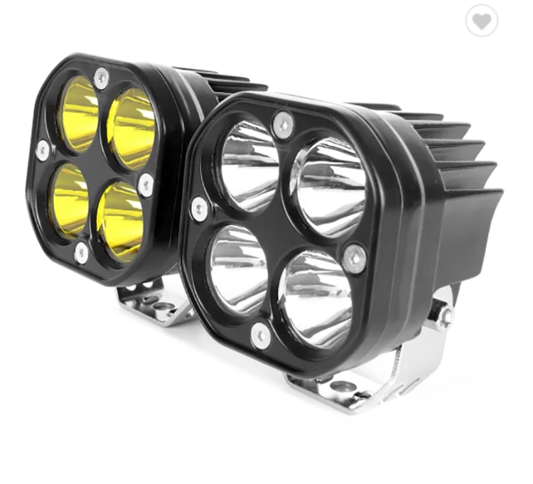 off road square car led spot light 40w white amber yellow green color led work light 12v
