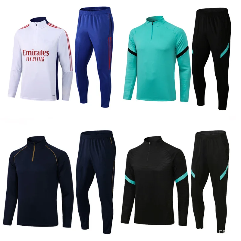 Wholesale Club custom sublimation football long sleeve shirts team training uniform football knitted soccer sets for Men