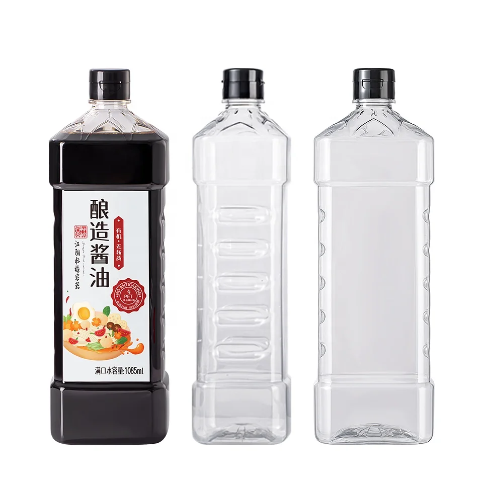 1085ml 36oz disposable plastic square Soy sauce container vinegar Hoisin sauce vinaigrette packaging bottle