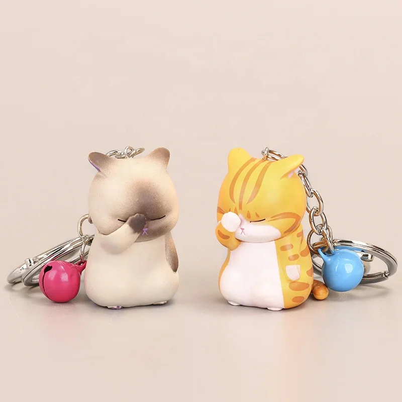3D Cartoon PVC Cat Key Chain Custom UV/OFFSET Printed Metal Pendant Cute Bag Pendant Small Gift for Souvenir