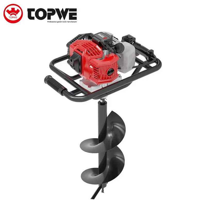 TOPWE Factory Price Professional Gasoline Earth Auger Wholesale Hand Operated 52cc Drill Earth Auger