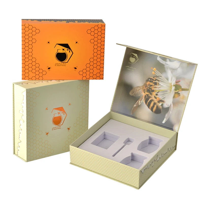 
Custom Bee Honey Jar Package Box Elegant Magnetic Gift Box Luxury Honey Packaging For Honey Bottle 