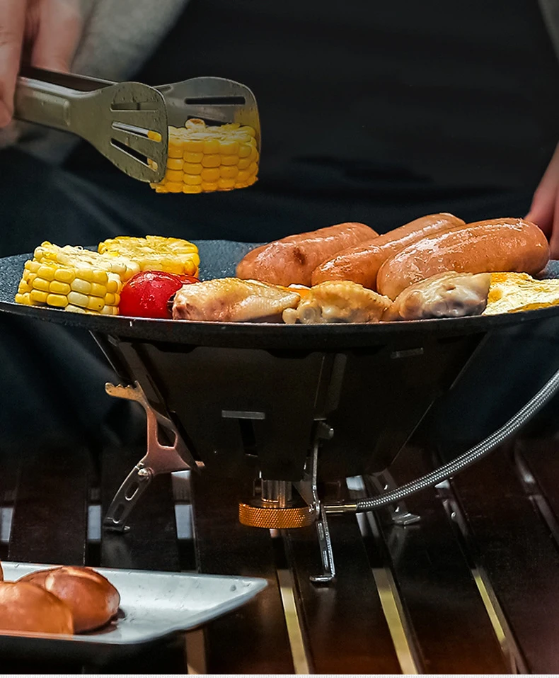 Indoor outdoor camping courtyard barbecue BBQ grill Korean non-stick iron pot iron stove iron plate