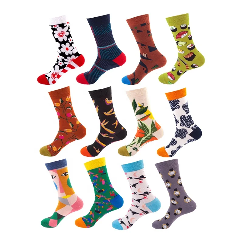 Funky Fancy Customised Socks Men Unisex Calcetines Personalizados Novelty Happy Funny Pattern Custom Cotton Socks